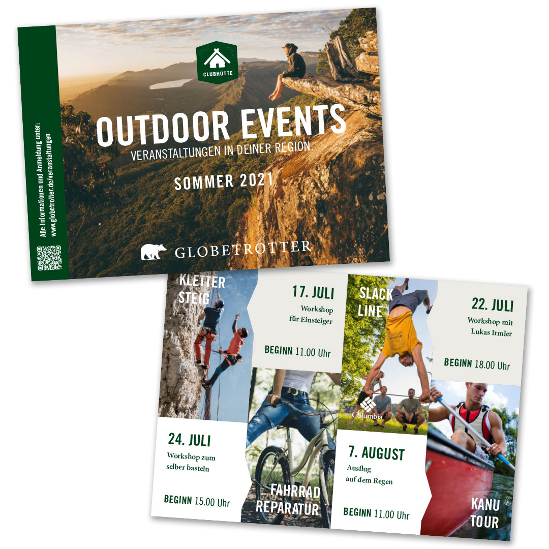 Flyer Outdoor Events im Postkarten-Format