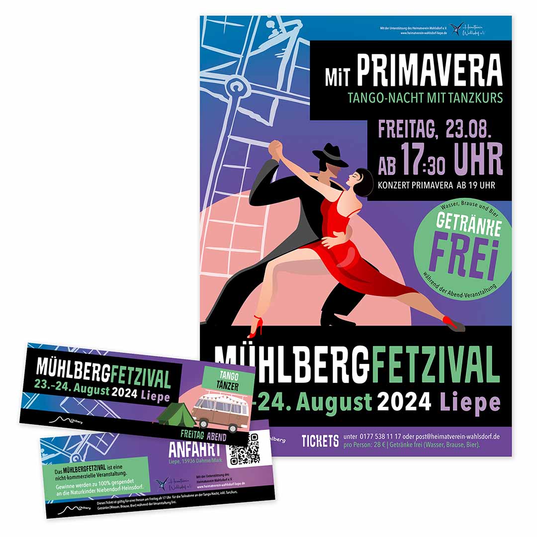 Plakat und Tickets - Mühlberg Festival 2024 in Brandenburg/Berlin - Tango-Nacht