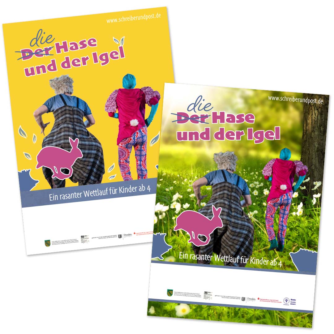 Plakat-Design Hase und Igel - Theater Schreiber und Post